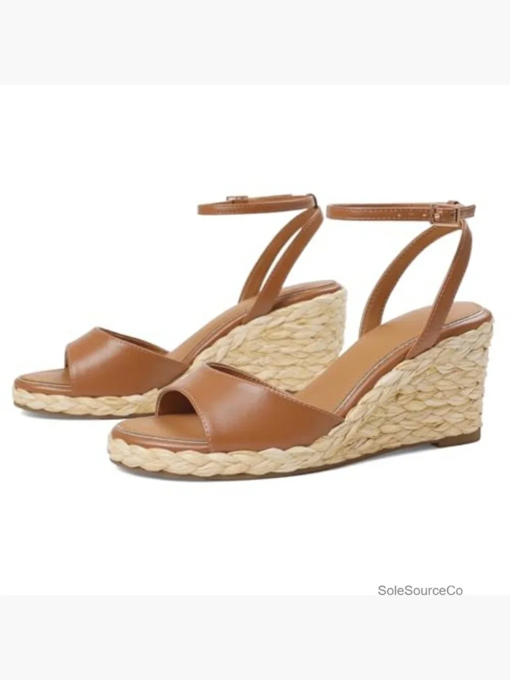 Raffia Espadrille Platform Wedge Sandals Ankle Strap Summer Comfort Heels 3in